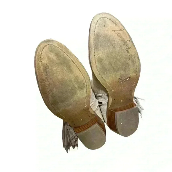 Sam Edelman Paige Zipper Fringe Ankle Bootie Boots Putty Size 8 - Picture 7 of 7